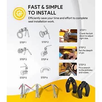 3 Pack Hydraulic Seal Installation Tools & 1266 Adjustable Gland Nut Wrench & 7463 Small Universal Gland Wrench, Hydraulic Cylinder Spanner Wrench Piston Repair Seal Kit, Farm & Construction Equipment