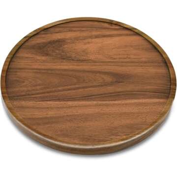 9" Acacia Wood Lazy Susan Organizer Kitchen Turntable for Cabinet Pantry Table Organization