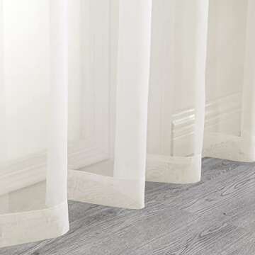 Aiyufeng Sheer Ivory Curtains 120 inches 2 Panels Set Extra Long Sheers, Classic Privacy Sheer Vertical Drapes for Farmhouse/French Door/Living Room, Rod Pocket, W40 x L120