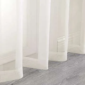 Aiyufeng Extra Long Sheer Ivory Curtains 2-Pack
