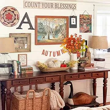 Phliofd 4Pcs Artificial Maple Leaves Branches 21.6in Fake Fall Leaves Stems Plants Outdoor Greenery for Home Kitchen Farmhouse Thanksgiving Table Centerpiece Fireplace Halloween Décor Orange