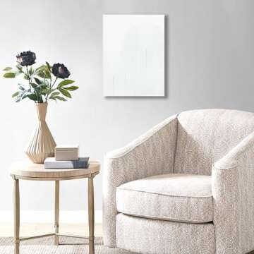 Contemporary White Textured Wall Art: 3D Retro Plaster Geometric Abstract Painting Line Spiral Shapes Wall Decor for Living Room, Bedroom Modern Neutral Art Decoration Framed Ready to Hang 12"x16"-B