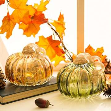 Elegant Glitzhome Two-Tone Glass Pumpkin for Fall Decor