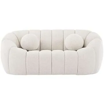 Meridian Furniture 644Cream-L Elijah Collection Modern | Contemporary Boucle Fabric Upholstered Loveseat, Cream, 71" W x 34" D x 31" H
