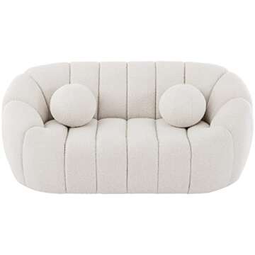 Meridian Furniture 644Cream-L Elijah Collection Modern | Contemporary Boucle Fabric Upholstered Loveseat, Cream, 71" W x 34" D x 31" H