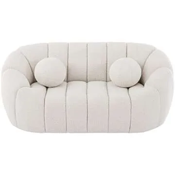Meridian Furniture 644Cream-L Elijah Collection Modern | Contemporary Boucle Fabric Upholstered Loveseat, Cream, 71" W x 34" D x 31" H