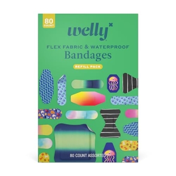 Welly Bandage Family Pack 80 Count Assorted Fun Waterproof