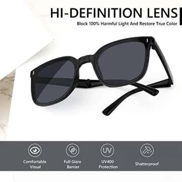 FEISEDY Square Folding Sunglasses Women Men Easy Carry Foldable Shades UV400 Protection Lens B2875