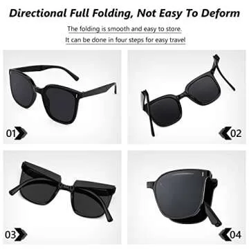 FEISEDY Square Folding Sunglasses Women Men Easy Carry Foldable Shades UV400 Protection Lens B2875