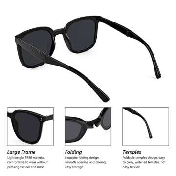 FEISEDY Square Folding Sunglasses Women Men Easy Carry Foldable Shades UV400 Protection Lens B2875