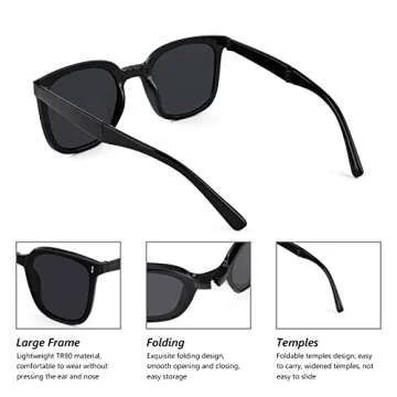 FEISEDY Square Folding Sunglasses Women Men Easy Carry Foldable Shades UV400 Protection Lens B2875