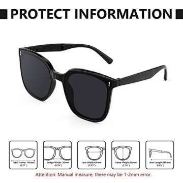 FEISEDY Square Folding Sunglasses Women Men Easy Carry Foldable Shades UV400 Protection Lens B2875