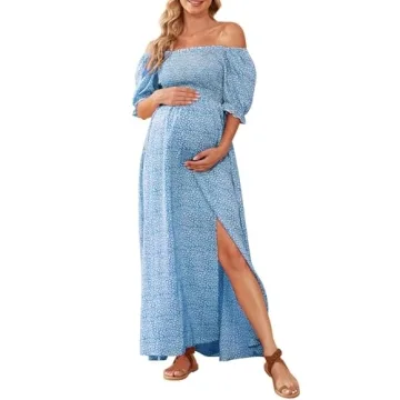 Boho Floral Maternity Dress for Baby Shower & Photoshoot