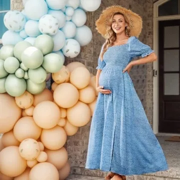 Stylish Floral Maternity Dress for Baby Shower & Photoshoot
