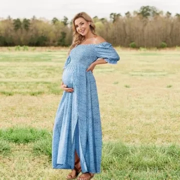 Stylish Floral Maternity Dress for Baby Shower & Photoshoot