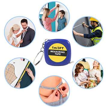 PROLOSO Tape Measure Keychains Retractable Measuring Tapes Party Favors Pack of 20 for Kids & Adults 1m/3Ft