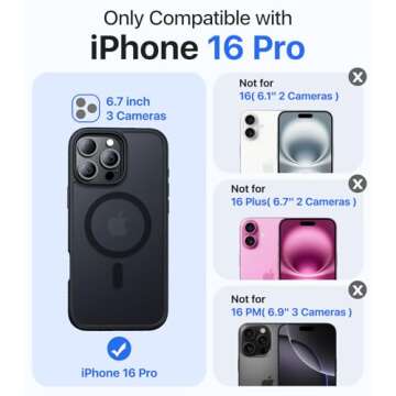 KCQNine Magnetic iPhone 16 Pro Case, Military-Grade Drop Protection, Translucent Matte Cover