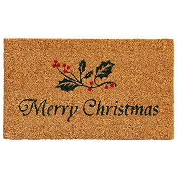 Classic Christmas Holly Doormat for Any Home