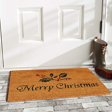 Classic Christmas Holly Doormat for Any Home