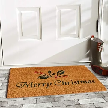 Classic Christmas Holly Doormat for Any Home