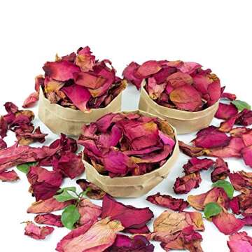 Dried Rose Petals, Natural Dried Flower Herbs Kit for Bath, Soap Making, Candle Making - 4 oz (1 Bag Rose)