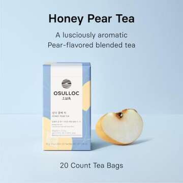 OSULLOC Honey Pear Tea (Sweet Pear & Honey Flavor), Fruit tea Blend, Premium Teabags from Jeju Island, 20 count, 1.06 oz, 30g