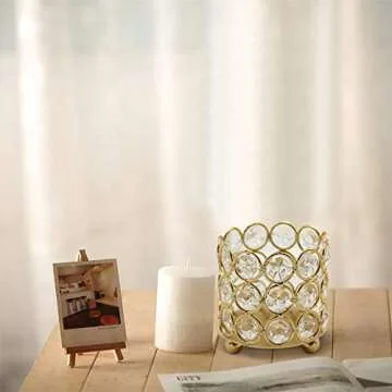 Gold Crystal Votive Candle Holders Set of 6 for Decor