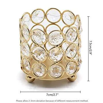 Gold Crystal Votive Candle Holders Set of 6 for Decor