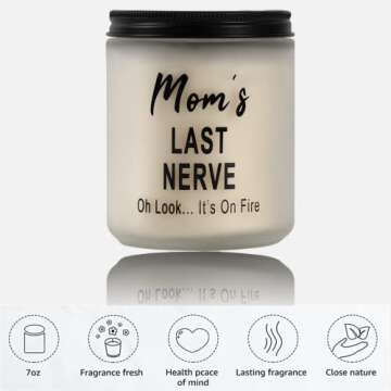 SEVEN LUCKY LIGHT Moms Last Nerve Candle Gifts for Mom,𝐈𝐦𝐩𝐫𝐞𝐬𝐬𝐢𝐯𝐞 Moms Candle,Clean Burning Natural Soy Lavender Candle