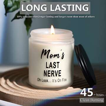 SEVEN LUCKY LIGHT Moms Last Nerve Candle Gifts for Mom,𝐈𝐦𝐩𝐫𝐞𝐬𝐬𝐢𝐯𝐞 Moms Candle,Clean Burning Natural Soy Lavender Candle