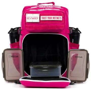 WOLFpak 45L MEAL PREP MANAGEMENT BACKPACK (PINK GODDESS) Lunch Box, Cooler, Travel, Insulated Bag, Daypack