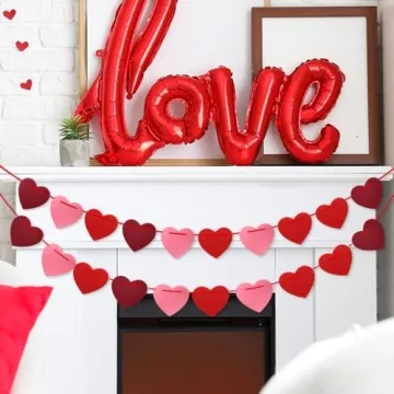 Vibrant Pre-Strung Felt Heart Garland for Valentine’s Decor