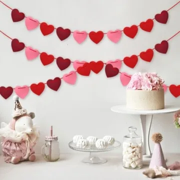 Vibrant Pre-Strung Felt Heart Garland for Valentine’s Decor