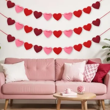 Vibrant Pre-Strung Felt Heart Garland for Valentine’s Decor