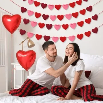 Vibrant Pre-Strung Felt Heart Garland for Valentine’s Decor