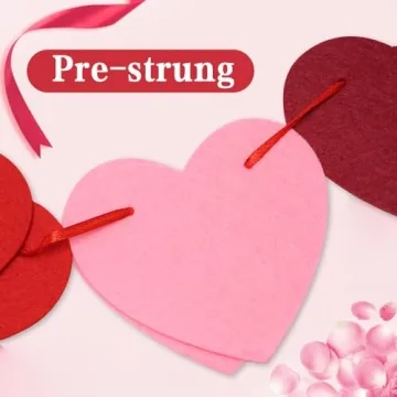 Vibrant Pre-Strung Felt Heart Garland for Valentine’s Decor