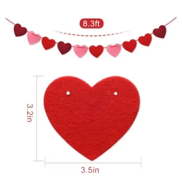 Vibrant Pre-Strung Felt Heart Garland for Valentine’s Decor