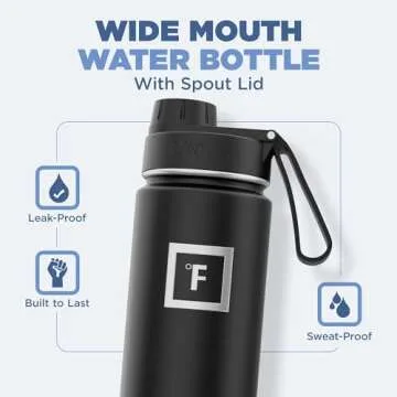 IRON °FLASK Camping & Hiking Hydration Flask with 3 Lids - Stainless Steel, Double Walled & Vacuum ...