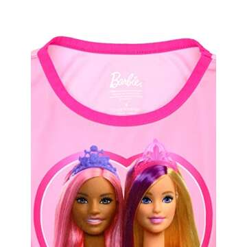 Barbie Girl's Rainbow Dress Up Fantasy Gown Nightgown Pajamas (4, Pink)