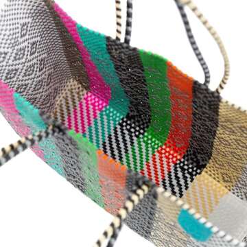 Maya Super Tote, Handwoven Recycled Plastic Tote, Mexican Woven Bag, Beach Bag, Summer Bag, Multi-Color Beach Bag, Water-Resistant Tote