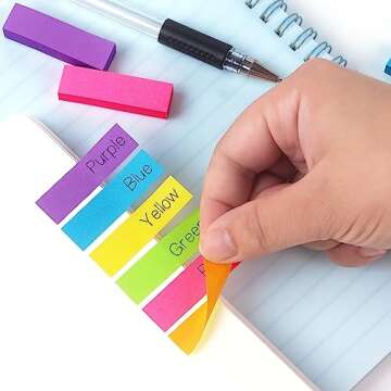 Eastern Wolf 30 Pads 0.5x1.8 Sticky Notes Flags Tabs Page Markers 6 Bright Color Sticky Index Tabs Page Flags 80 Sheet/Pad