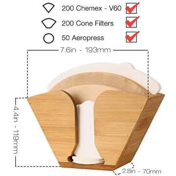 Unibene Bamboo Coffee Filter Holder - Stylish & Functional Storage Solution