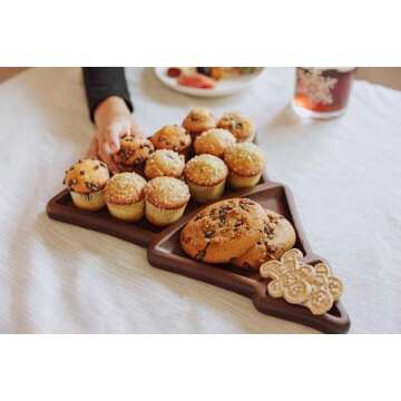 PICNIC TIME Christmas Tree Serving Tray, Holiday Appetizer Tray, Wooden Charcuterie Board, (Stained ...