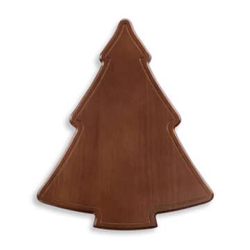 PICNIC TIME Christmas Tree Serving Tray, Holiday Appetizer Tray, Wooden Charcuterie Board, (Stained Parawood)