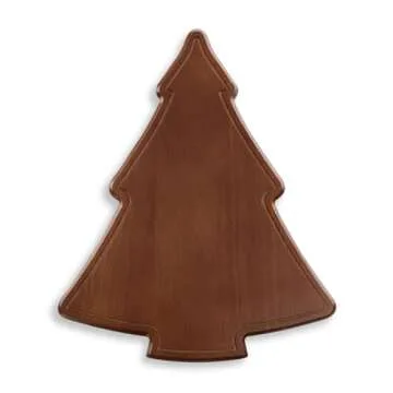 PICNIC TIME Christmas Tree Serving Tray, Holiday Appetizer Tray, Wooden Charcuterie Board, (Stained Parawood)