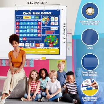 Torlam Circle Time Learning Center, Kindergarten Preschool Classroom Must Haves, Kids Calendar Pocket Chart Color Season Counting Letter Ten-Frame Set Weather Chart, Toddler Learning Activities
