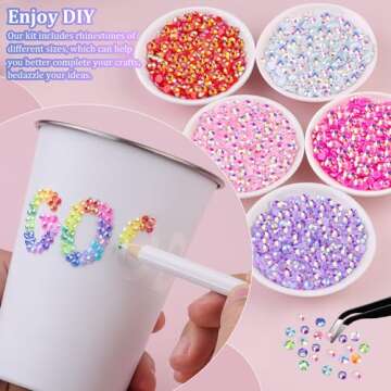 24000Pcs Resin Jelly Rhinestones with 1 Pcs B7000 Jewelry Glue for Crafting, Mixed-Color 3mm Flatback Gems, Bedazzling Crystal for DIY Crafts Clothing Tumblers Mugs Shoes Fabric Decor Nail Art Makeup
