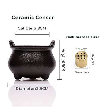 NatureMax Incense Holder Ceramic Burner Ash Catcher Cauldron Ceramic Ashtray (Incense Holders)