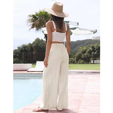 Faleave Women's Stylish Summer Palazzo Pants with Pockets
