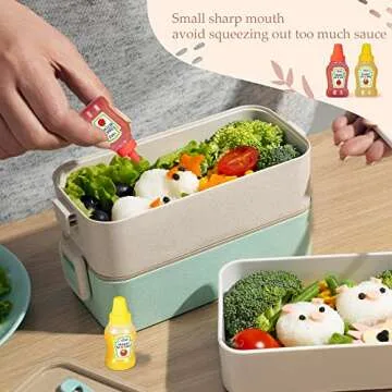 RONRONS 4 Pieces Mini Ketchup Bottles for Bento Box Accessories, 25ml Mini Condiment Squeeze Bottles Plastic Sauce Bottles Containers Empty Ketchup and Mustard Syrup Dispenser for Kids Adults